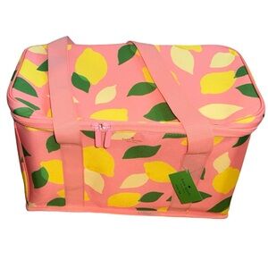 Kate Spade New York Vibrant Coral Lemon Print Large Cooler Bag